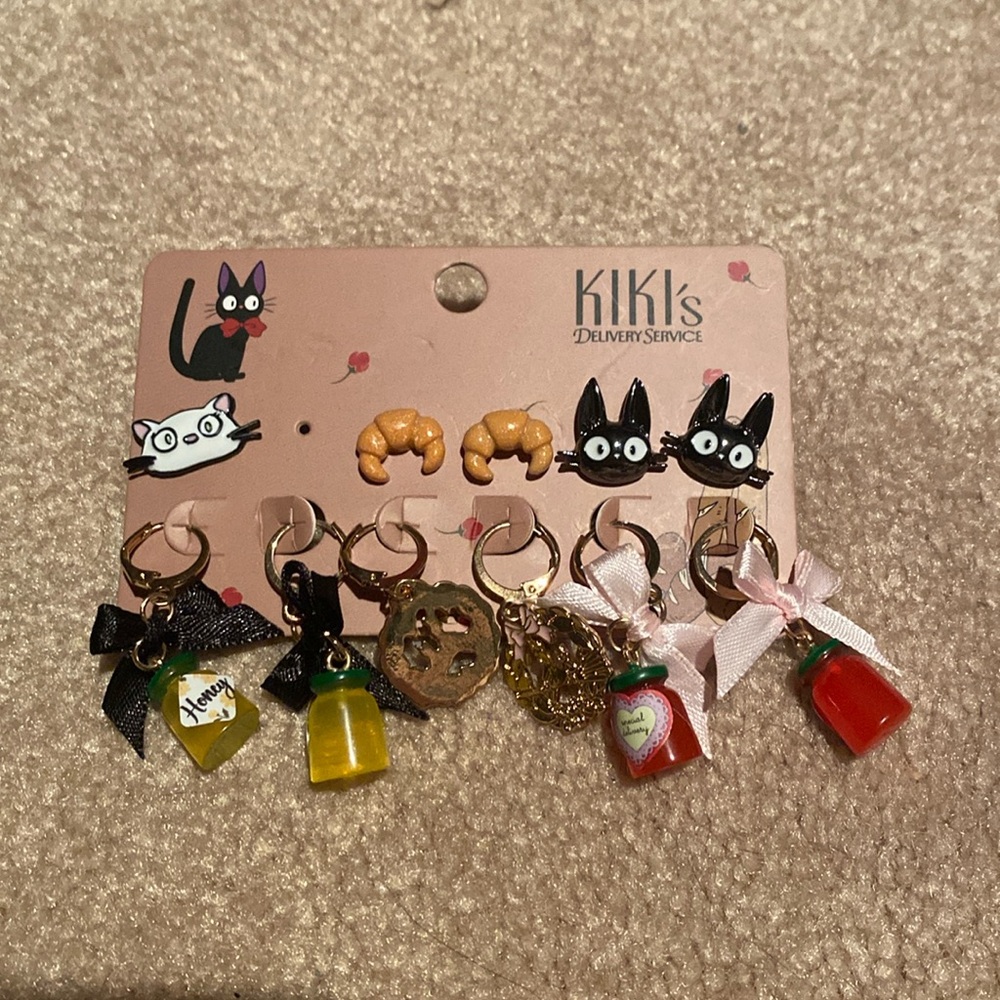 Studio Ghibli Kikis Delivery Service Pastries & Cats Jiji Earring Set Hot Topic